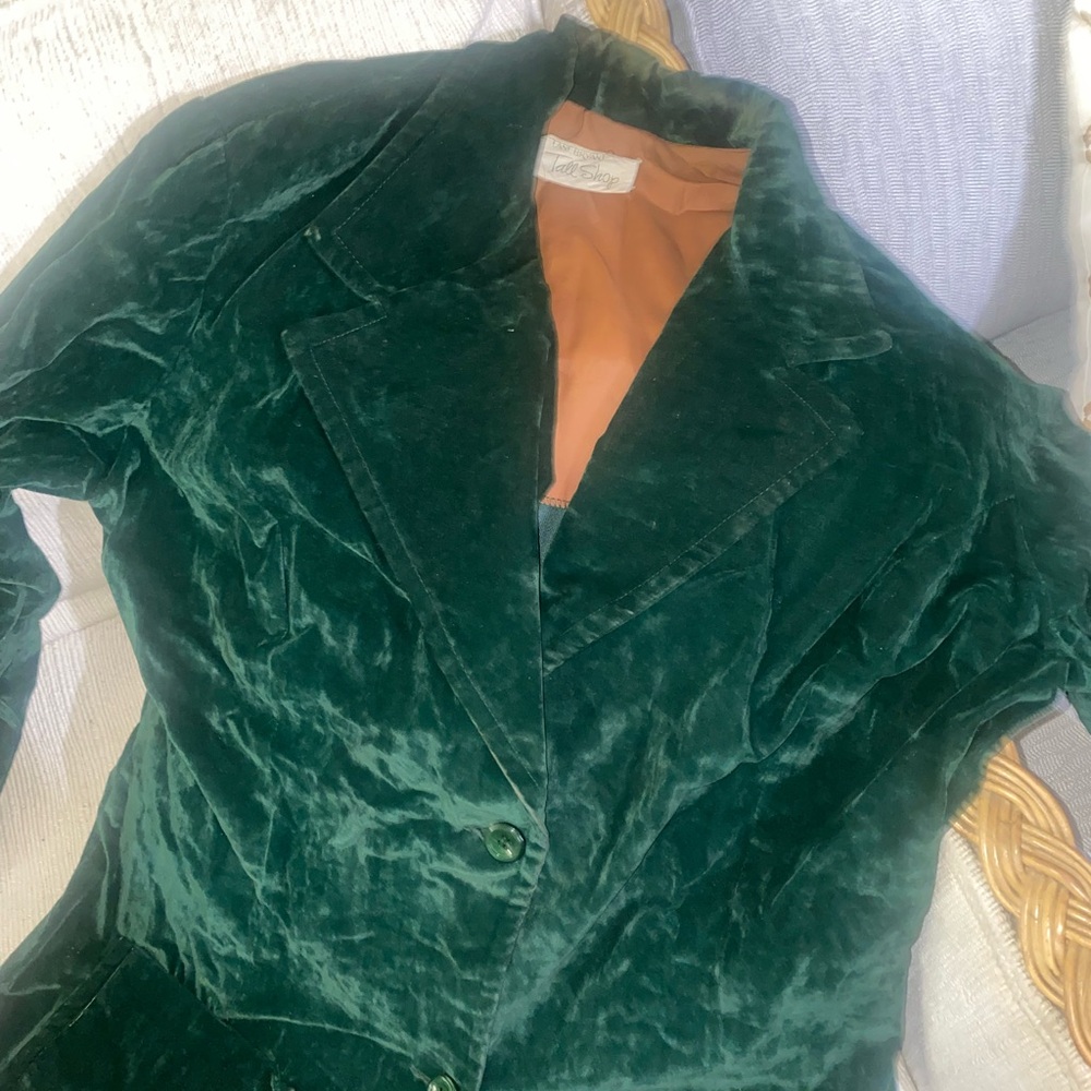 *Vintage Lane Bryant - 60’s:70’s Dark Green Velvet Blazer- plus size - Picture 5 of 11